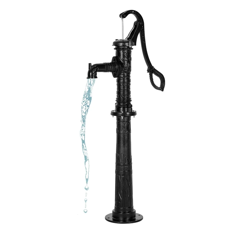 VEVOR Well Hand Pitcher Pump, 20 ft Max Lift, Antique Cast Iron Manual Hand Water Pump with Heightening Base, NPT 1-1/4 in Connection, Easy Installation, for Outdoor Garden, Pond, Yard, Farm, Black