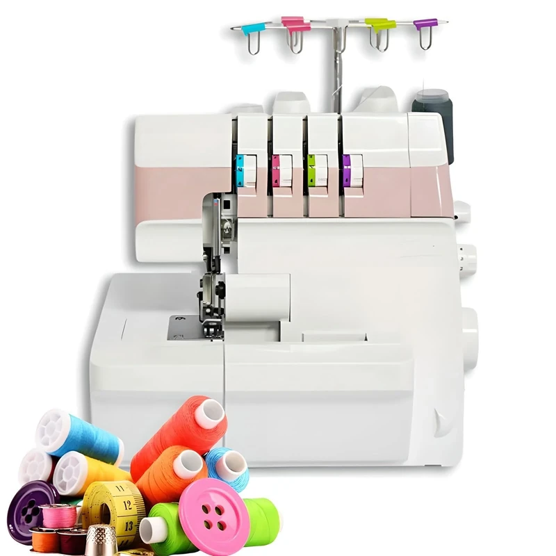 Heavy-Duty Overlock Sewing Machine,Electric Four Thread Lockstitch Serger,for Beginners and Professionals (Pink)