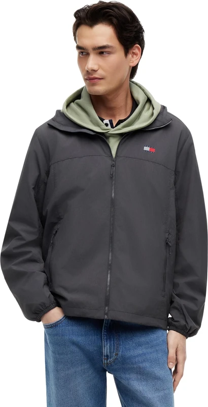 Tommy Jeans Men's TJM Chicago Packable Jacket Ext DM0DM23223, Grey (Washed Black), XL