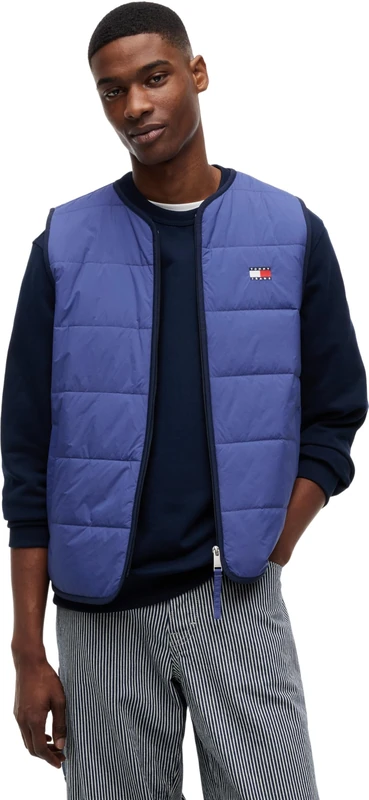 Tommy Jeans Men's TJM Flag Quilted Vest DM0DM23069, Blue (Blue Storm), L