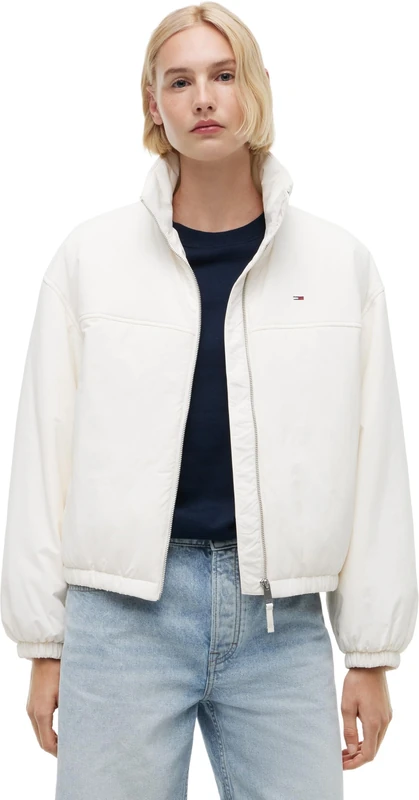 Tommy Jeans Women's Tjw Padded High Neck Jacket DW0DW22908 Puffer, White (Ancient White), M