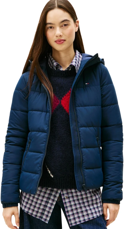Tommy Jeans Women's Tjw Slim Lw Hooded Padded Jacket Dw0Dw20959 Puffer, Black (Black), S