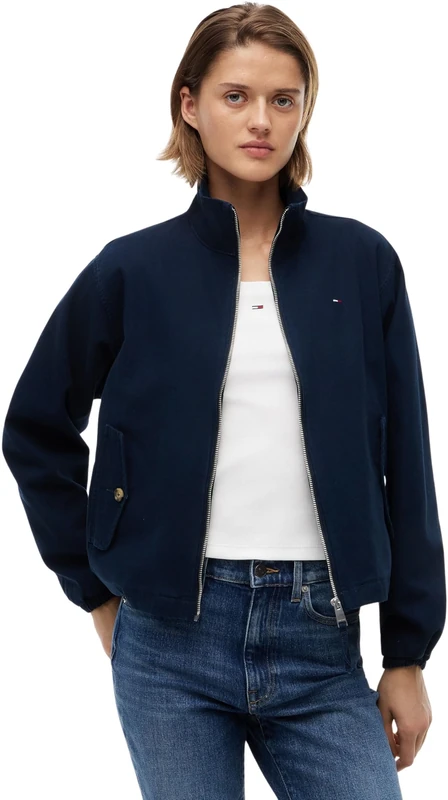 Tommy Jeans Women’s Cotton Transitional Jacket with Zip, Blue (Dark Night Navy), L