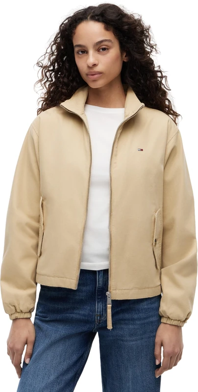 Tommy Jeans Women’s Cotton Transitional Jacket with Zip, Beige (Gentle Gold), XS