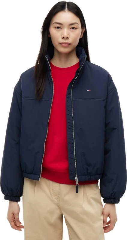 Tommy Jeans Women's Tjw Padded High Neck Jacket DW0DW22908 Puffer Jacket, BLUE (Dark Night Navy), L