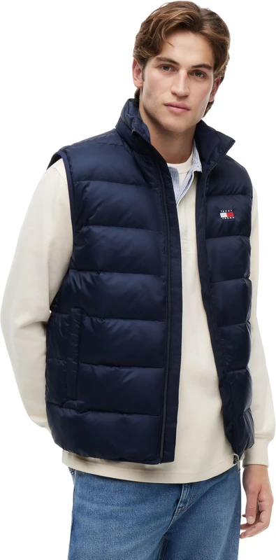 Tommy Jeans Men's TJM Light Down Vest Ext DM0DM23232, Blue (Dark Night Navy), L