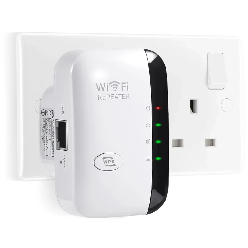 saiyuanxing WiFi Extender Booster,WiFi Signal Booster,Internet Coverage Up to 3000 Sq.Ft! Works with 45+ Devices & Features Easy Setup,2.4GHz Band WiFi Extender and LAN Port (black white, 1)