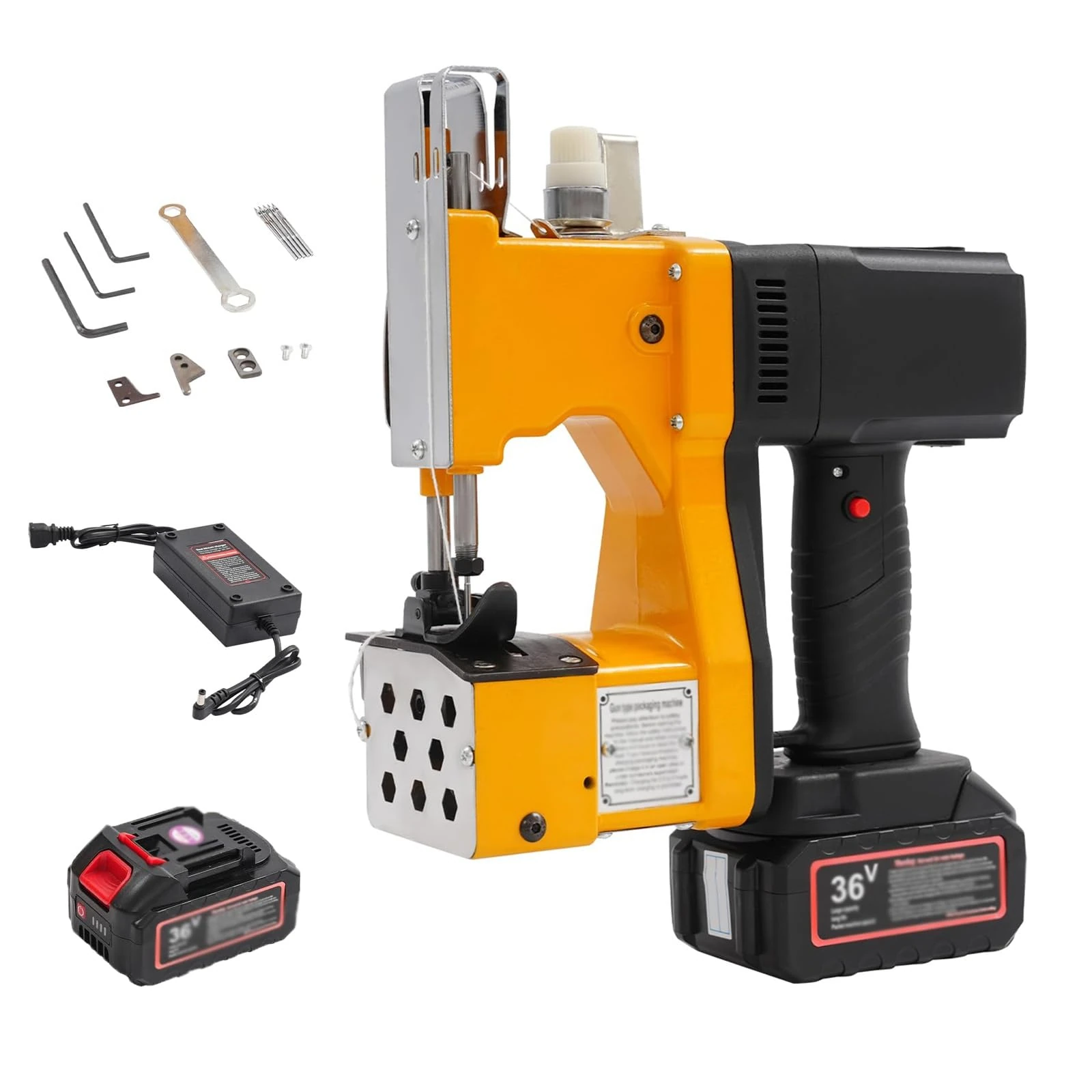 Cordless Electric Bag Closer Machine, Portable Sewing Machine with Anti Slip Handle, Speed 12000r/min, for Woven Sack Paper Canvas Burlap Rice Feed Bags Warehouse Farm Packing Tool