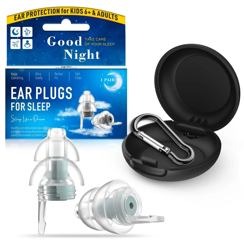 Ear Plugs for Sleep, Comfortable Reusable Noise Cancelling Earplugs, Hearing Protection for Muffling Snoring, Sleeping, Travel, Focus, Sensitivity, Side Sleepers, 31dB Noise Reduction, M, 1Pair,Grey