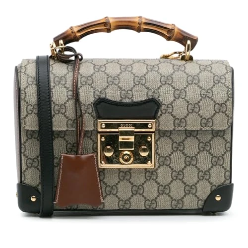 Gucci Pre-Loved GG Supreme Bamboo Padlock Satchel