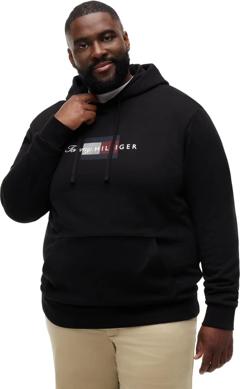Tommy Hilfiger Men's Bt-Script Flag Hoodie-B MW0MW45118 Other Sweatshirts, BLACK (Black), 5XL_Plus