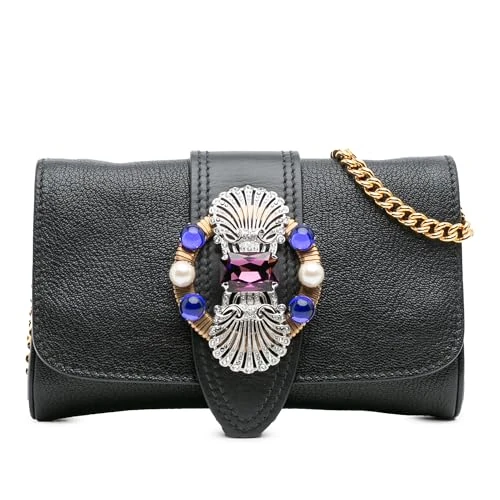 Miu Miu Pre-Loved Leather Crystal Embellished Crossbody Bag