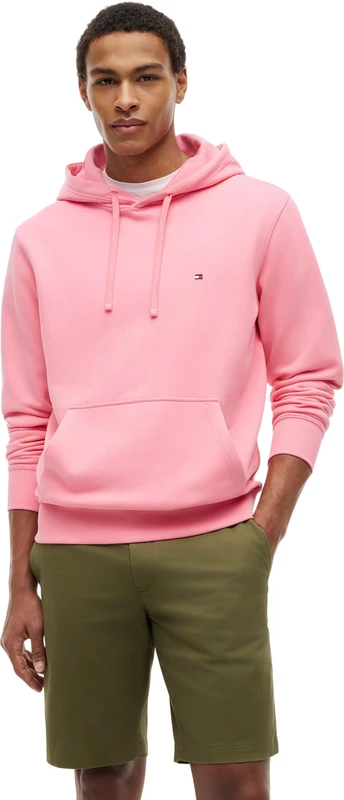Tommy Hilfiger Men’s Hoodie Essential Terry with Kangaroo Pocket, Pink (Doll Pink), XL