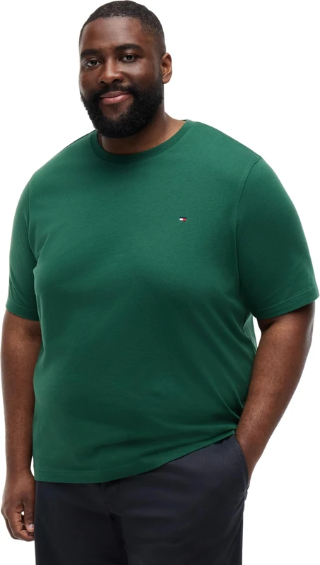 Tommy Hilfiger Men’s T-Shirt Short Sleeve Seasonal Solid in Cotton, Green (Street Green), 5XL