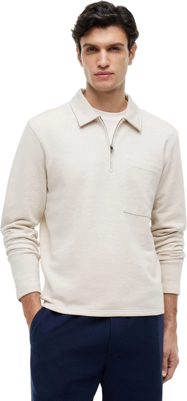Tommy Hilfiger Men's Essential Terry Pocket 1/4 Zip MW0MW43213 Half Zip Sweatshirt, BEIGE (Heathered Oatmilk), XL