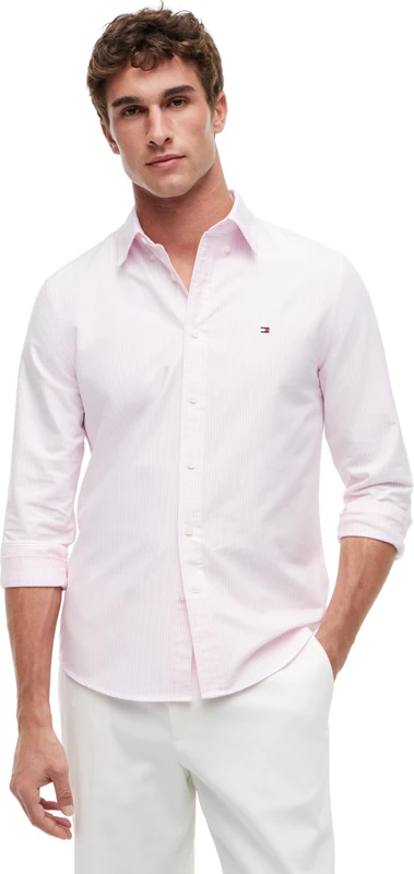 Tommy Hilfiger Men's Heritage Oxford Stripe Rf Shirt Mw0Mw36238 L/S Shirt, Pink (Rose Petal/White), M