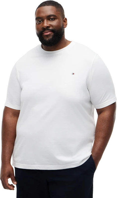 Tommy Hilfiger Men’s T-Shirt Short Sleeve Seasonal Solid in Cotton, White (White), XXL