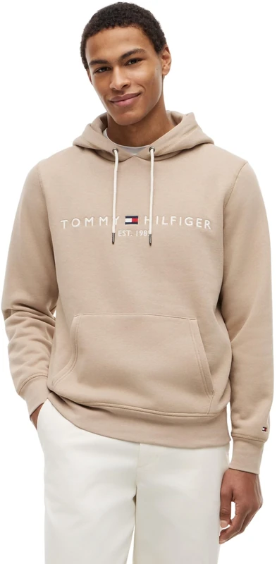Tommy Hilfiger Men's Tommy Logo Hoody Mw0Mw11599 Pullover Hoodie, BEIGE (Batique Khaki), XXL