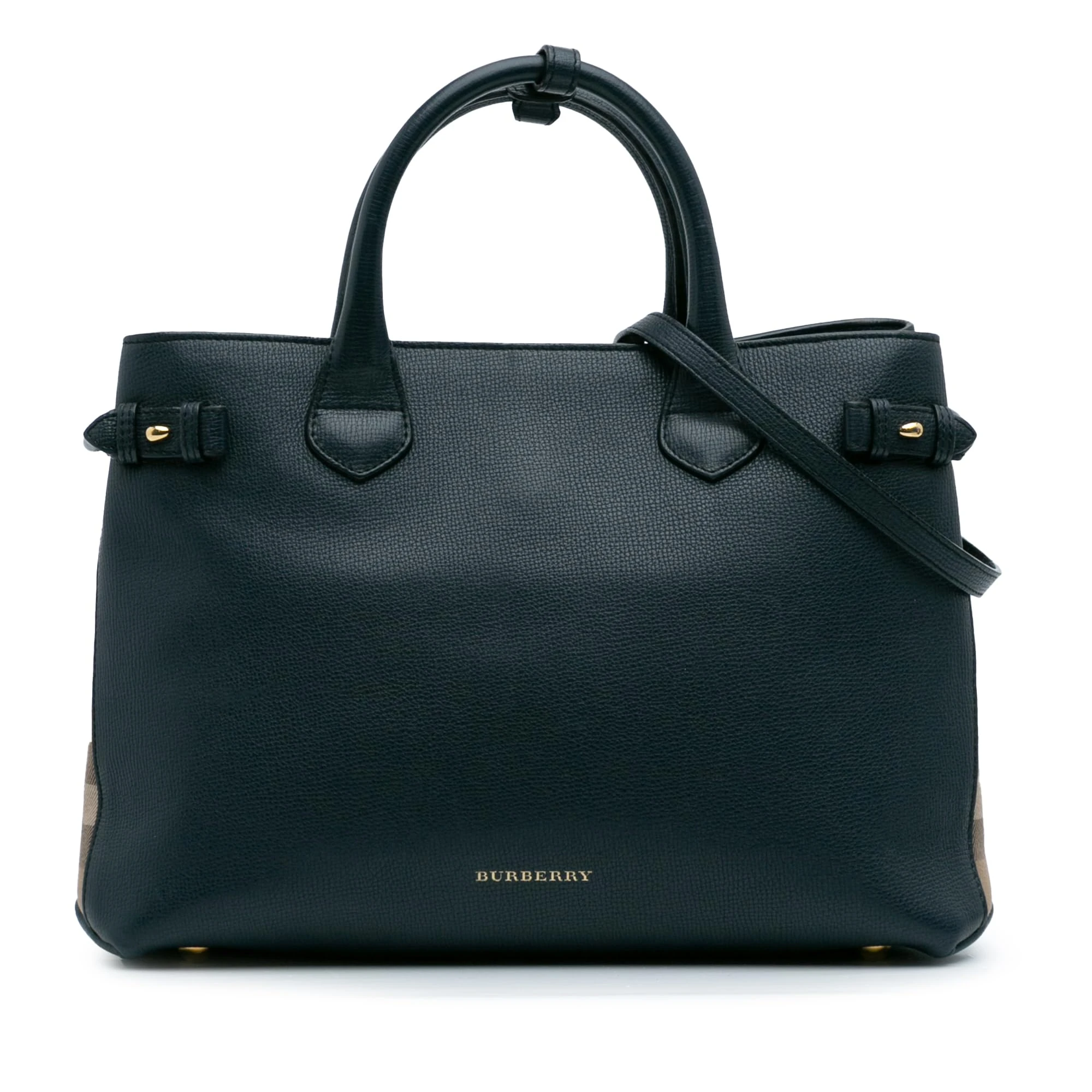 BURBERRY Pre-Loved Medium Leather and House Check Banner Satchel