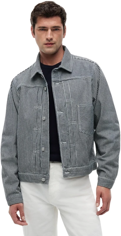 Tommy Hilfiger Men's Type 1 Jacket Indigo Stripe MW0MW43495 Other Jackets, DENIM (Indigo Stripe), L
