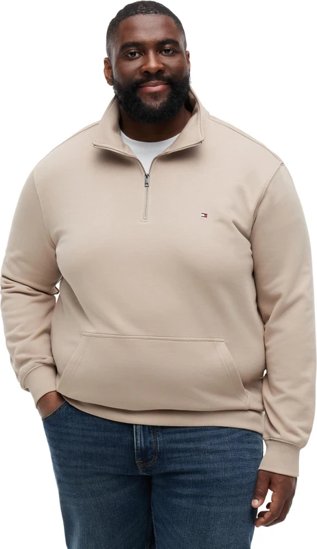 Tommy Hilfiger Men's Bt-Essential Terry New 1/4 Zip-B MW0MW45103 Half Zip Sweatshirt, BEIGE (Batique Khaki), 4XL_Plus
