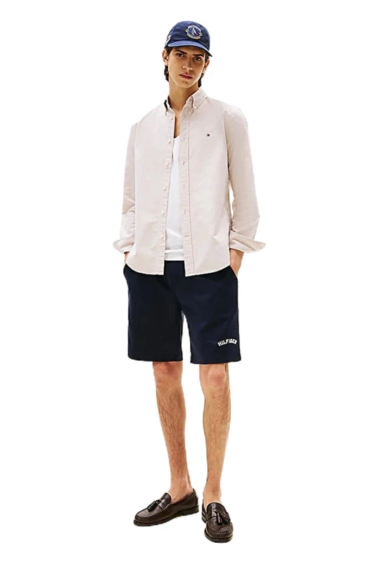 Tommy Hilfiger Men's Solid Heritage Oxford Rf Shirt Mw0Mw35774 L/S Shirt, Khaki (Safari Canvas), XS