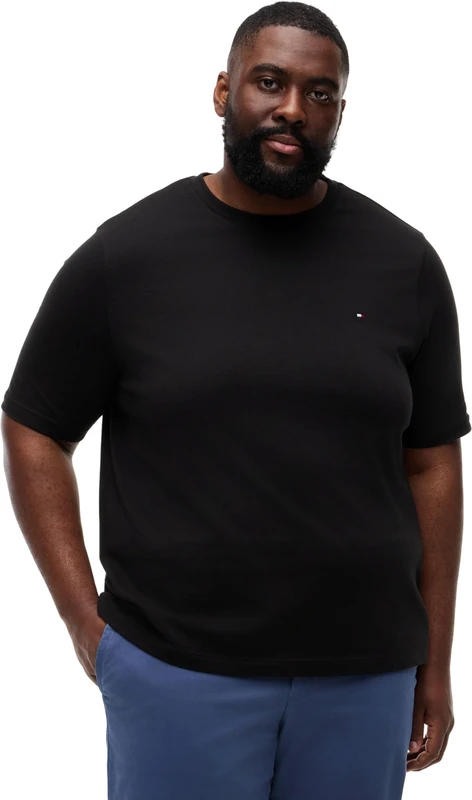 Tommy Hilfiger Men's Bt-Ess Seasonal Reg Solid Tee-B MW0MW41233 S/S T-Shirt, Black (Black), 4XL_Plus
