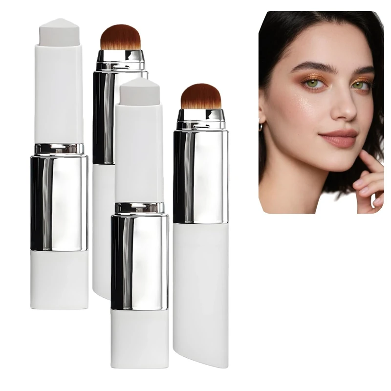 2pcs Color Changing Foundation Stick with Detachable Brush,Buildable Full Coverage Face Foundation,Long-Lasting Makeup Concealer,Hydrating Stick Foun/dation,Foun/dation for All Skin Types(Natural)