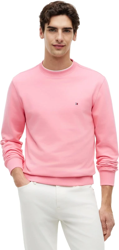 Tommy Hilfiger Men's Essential Terry Crewneck MW0MW37237 Pullover Sweatshirt, PINK (Doll Pink), S