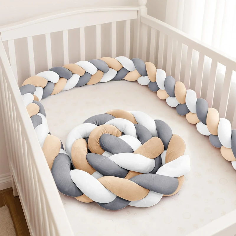 GYCS Ultra-Soft Knotted Pregnancy Pillow Braided Toddler Bed Guard Rail Knot Cushion Cotton Bed Set All Round Protector Suitable for Home Bedroom Decor Fits All Bed Types,A08,400cm