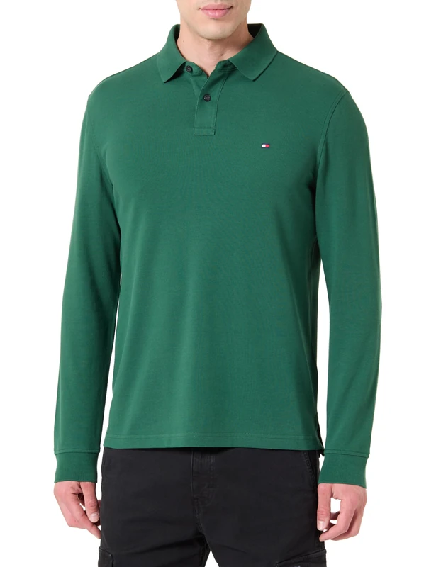 Tommy Hilfiger Men's 1985 Regular Ls Polo Mw0Mw20183 L/S Polo, Green (Street Green), XS