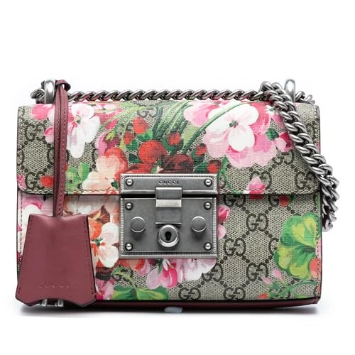 Gucci Pre-Loved Small GG Supreme Blooms Padlock Crossbody