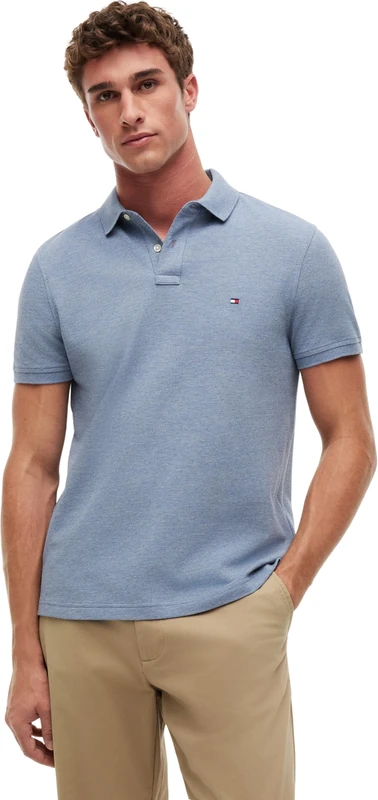 Tommy Hilfiger Men's 1985 Regular Polo Mw0Mw17770 S/S Polo, Blue (Brisk Blue Heather), XS