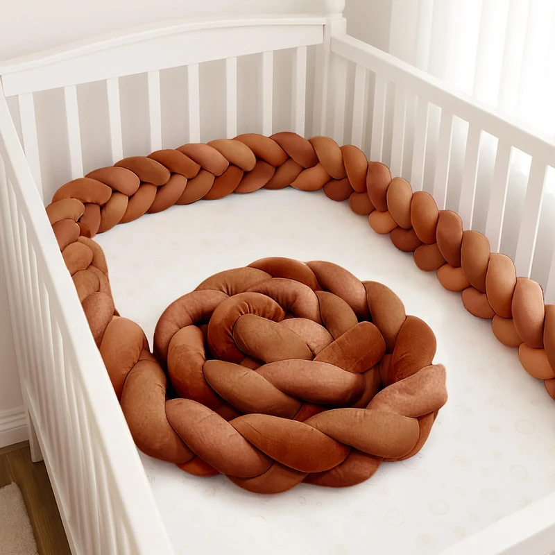 GYCS Ultra-Soft Knotted Pregnancy Pillow Braided Toddler Bed Guard Rail Knot Cushion Cotton Bed Set All Round Protector Suitable for Home Bedroom Decor Fits All Bed Types,A19,400cm