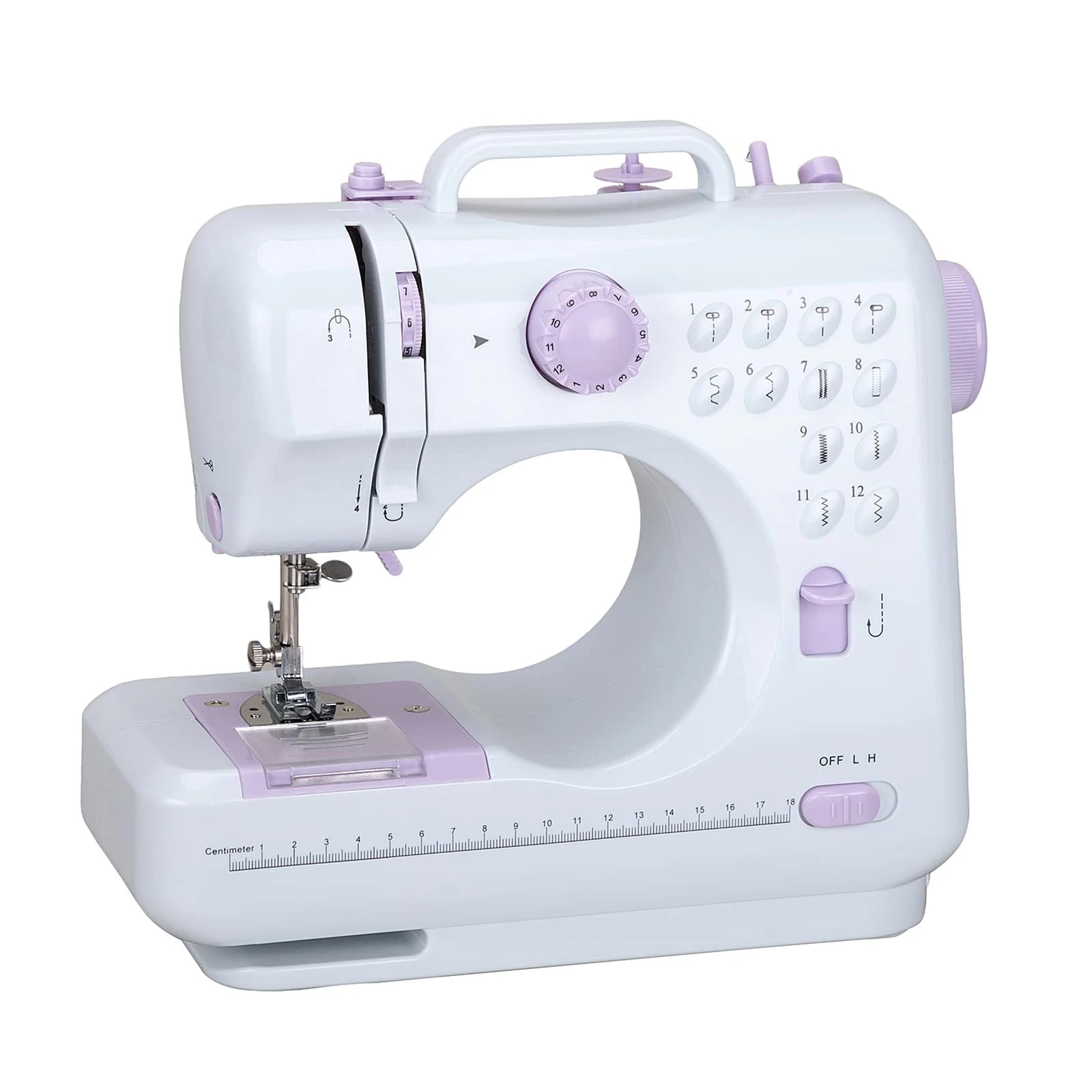 505A Sewing Machine for Beginners, 12 Stitches Mini Household Double Thread Sewing Machine (Purple Buttons), Dual Power Supply, in Basic Sewing Machines for Beginners & DIY