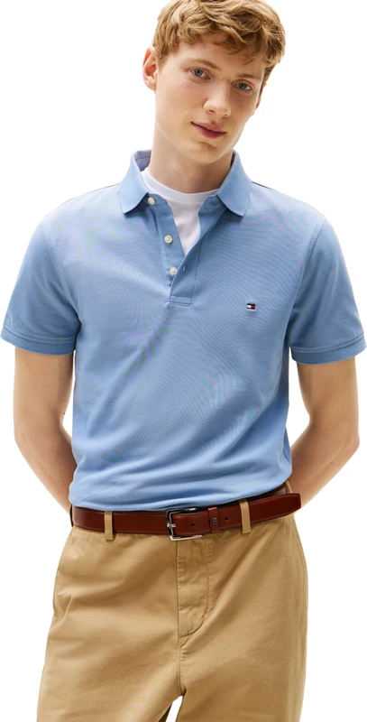 Tommy Hilfiger Men's 1985 Slim Polo MW0MW17771 S/S Polo, Blue (Brisk Blue), XXL