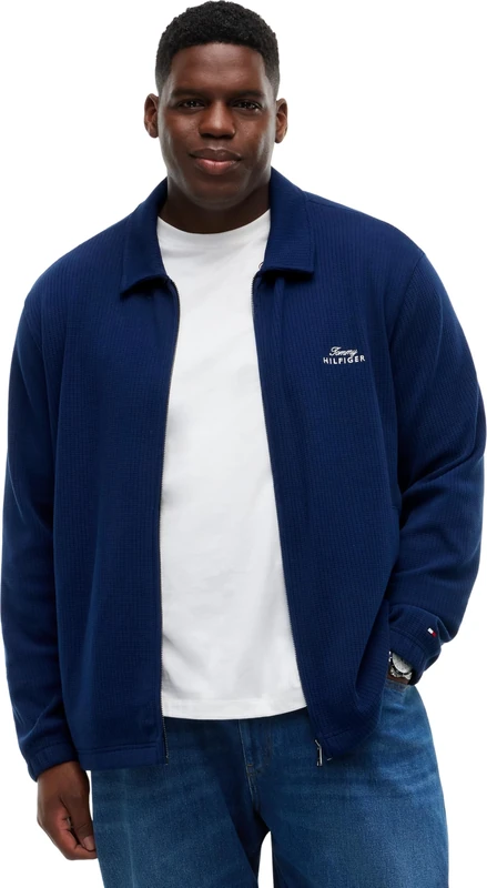 Tommy Hilfiger Men's Bt-Summer Texture Ivy Jacket-B MW0MW45105 Other Sweatshirts, BLUE (Carbon Navy), 4XL_Plus