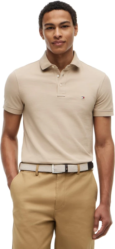 Tommy Hilfiger Men's 1985 Slim Polo MW0MW17771 S/S Polo, Beige (Batique Khaki), S