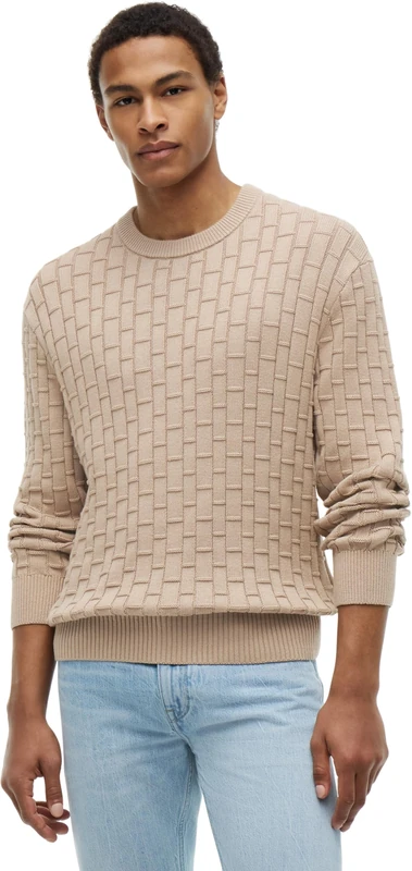 Tommy Hilfiger Men's Mock Cable Crew Neck MW0MW43261 Other Sweaters, Beige (Batique Khaki), XXL