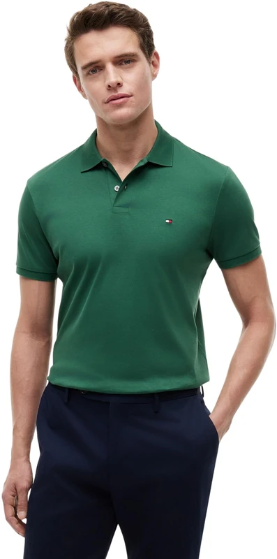 Tommy Hilfiger Men's Liquid Cotton Reg Seasonal Polo Mw0Mw39994 S/S Polo, Green (Street Green), L - Image 1