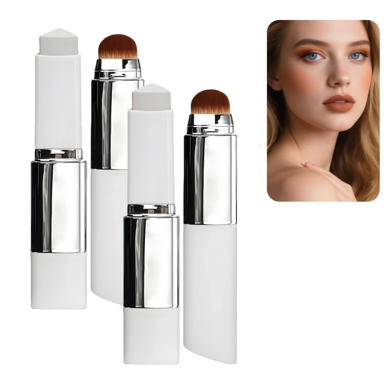 2pcs Color Changing Foundation Stick,Full Coverage Base Makeup,Stick Foundation with Detachable Brush,Waterproof Concealer Sti/ck,Creamy Makeup Foun/dation,Face Foundations for All Skin Types(Natural)