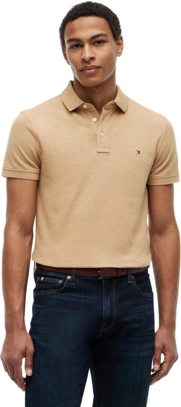 Tommy Hilfiger Men's 1985 Slim Polo MW0MW17771 S/S Polo, Brown (Sahara Heather), XXL - Image 1