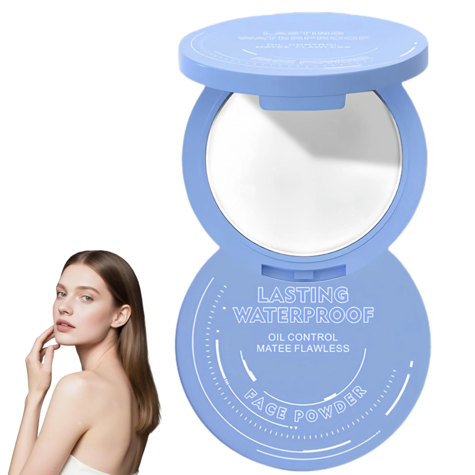 Face Powder & Pressed Setting Powder,Matte Finishing Pressed Powders Compact - Translucent Finishing Powders for Makeup,Blurring & Oil Absorbing,Ideal for Mature Skin - Pearlescent White