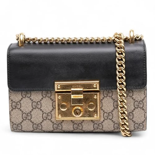 Gucci Pre-Loved Small GG Supreme Padlock Crossbody Bag