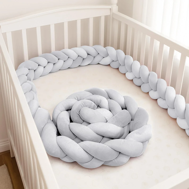 GYCS Ultra-Soft Knotted Pregnancy Pillow Braided Toddler Bed Guard Rail Knot Cushion Cotton Bed Set All Round Protector Suitable for Home Bedroom Decor Fits All Bed Types,A11,400cm