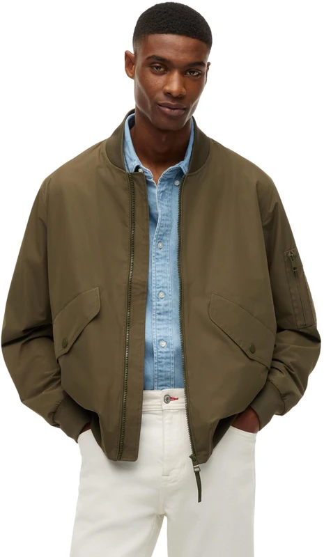 Tommy Hilfiger Men's Packable Bomber MW0MW43462 Other Jackets, KHAKI (Platinum Olive), S