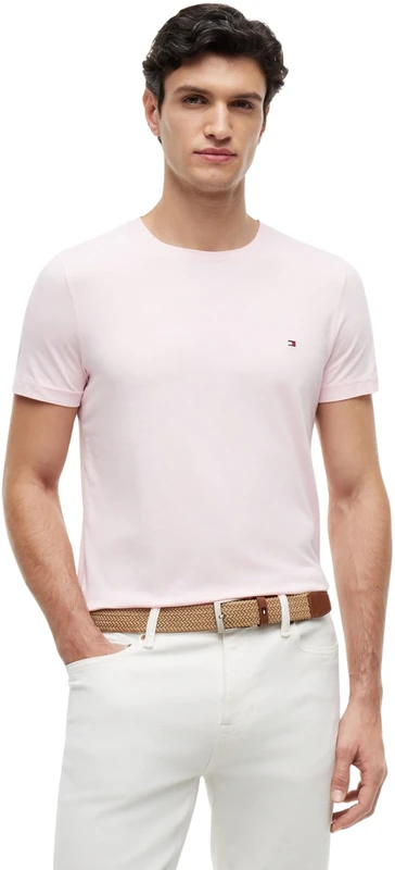 Tommy Hilfiger Men's Stretch Slim Fit Tee Mw0Mw10800 S/S T-Shirt, Pink (Pink Lily), XS