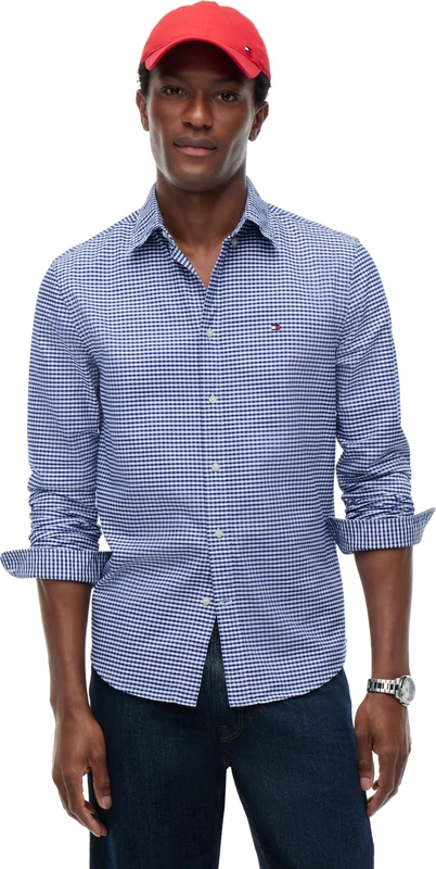 Tommy Hilfiger Men's Heritage Oxford Gingham Rf Shirt MW0MW36395 L/S Shirt, Blue (Royal Blue/Check), XXL