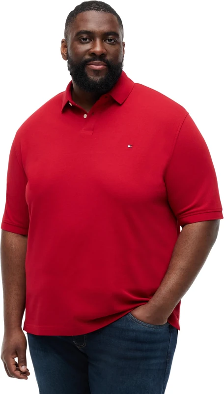 Tommy Hilfiger Men's Bt-1985 Regular Polo-B MW0MW42043 S/S Polo, RED (Medium Red), 3XL_Plus