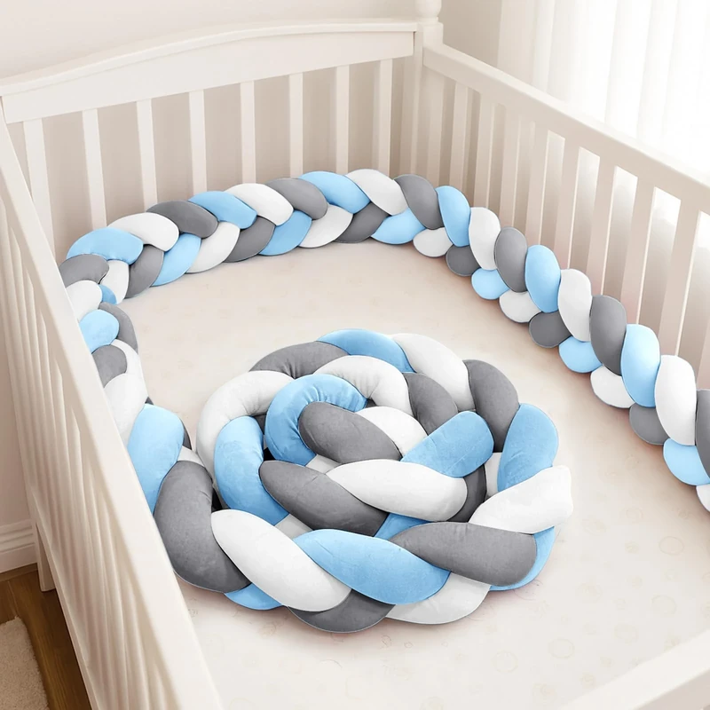 GYCS Ultra-Soft Knotted Pregnancy Pillow Braided Toddler Bed Guard Rail Knot Cushion Cotton Bed Set All Round Protector Suitable for Home Bedroom Decor Fits All Bed Types,A03,400cm